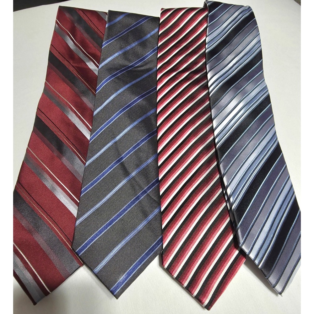Lot of 4 Men's Designer Random Variety Multicolor Striped Ties
